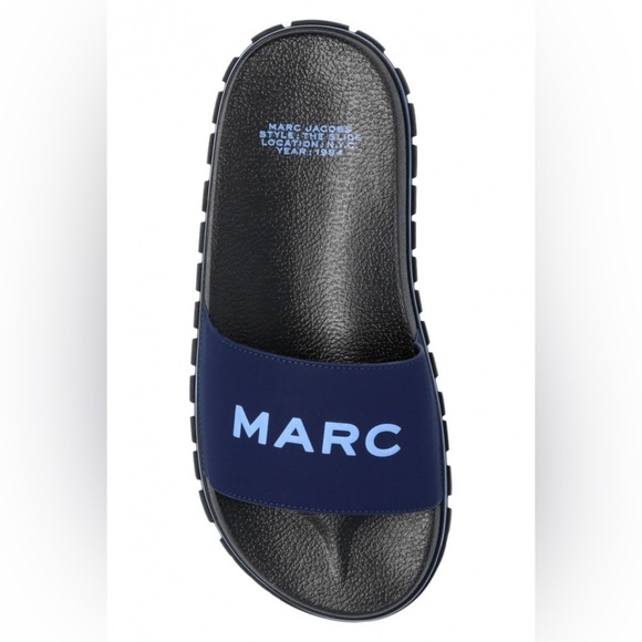 Marc Jacobs | The Slide In Navy With Logo NEW - Picture 1 of 8